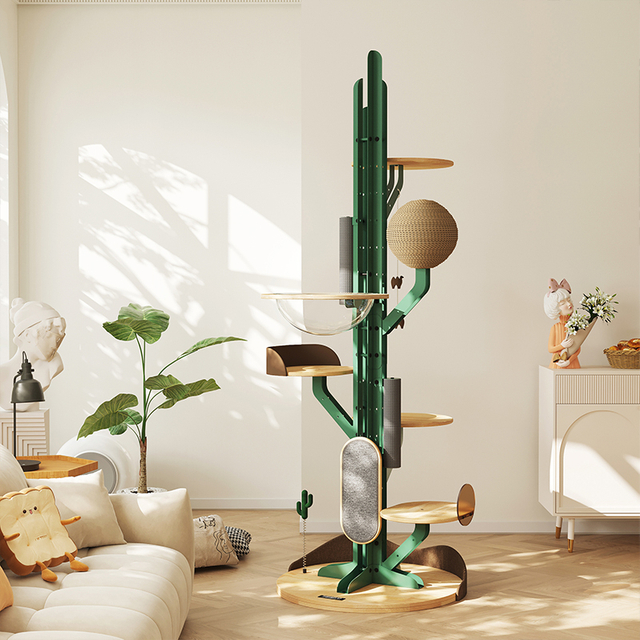 Cactus Premium Cat Tree with Hemp Rope and Rubber Wood