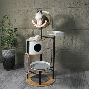 Lively Premium Cat Tree with Rubber Wood and Velcro Carpet