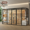 Large Size Luxury Round Glass Panel Cat Villa with Steel Frame