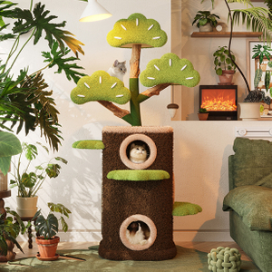 Tree House Series Cat Tree with Solid Wood and Hemp Rope