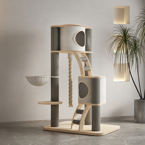 DongDong Stylish Cat Tree with Paper Columns and Velvet Fabric