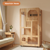 Mid-Size Wooden Luxury Panoramic Cat Villa with Glass