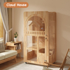Mid-Size Wooden Luxury Panoramic Cat Villa with Glass