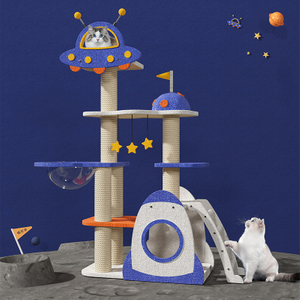 Meow Star Series Cat Tree with UFO and Rocket Shapes