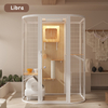 Small Size Compact Luxury Round Glass Cat Villa with Solid Wood 