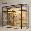Large Size Luxury Round Glass Panel Cat Villa with Steel Frame