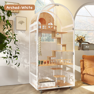 Arched Disgner Luxury Glass Wooden Cat Villa