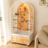 Arched Luxury Wooden-Glass Bird Aviary with Steel Frame